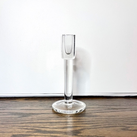 MCM Mid-Century Modern Clear Candlestick - Picture 2 of 7